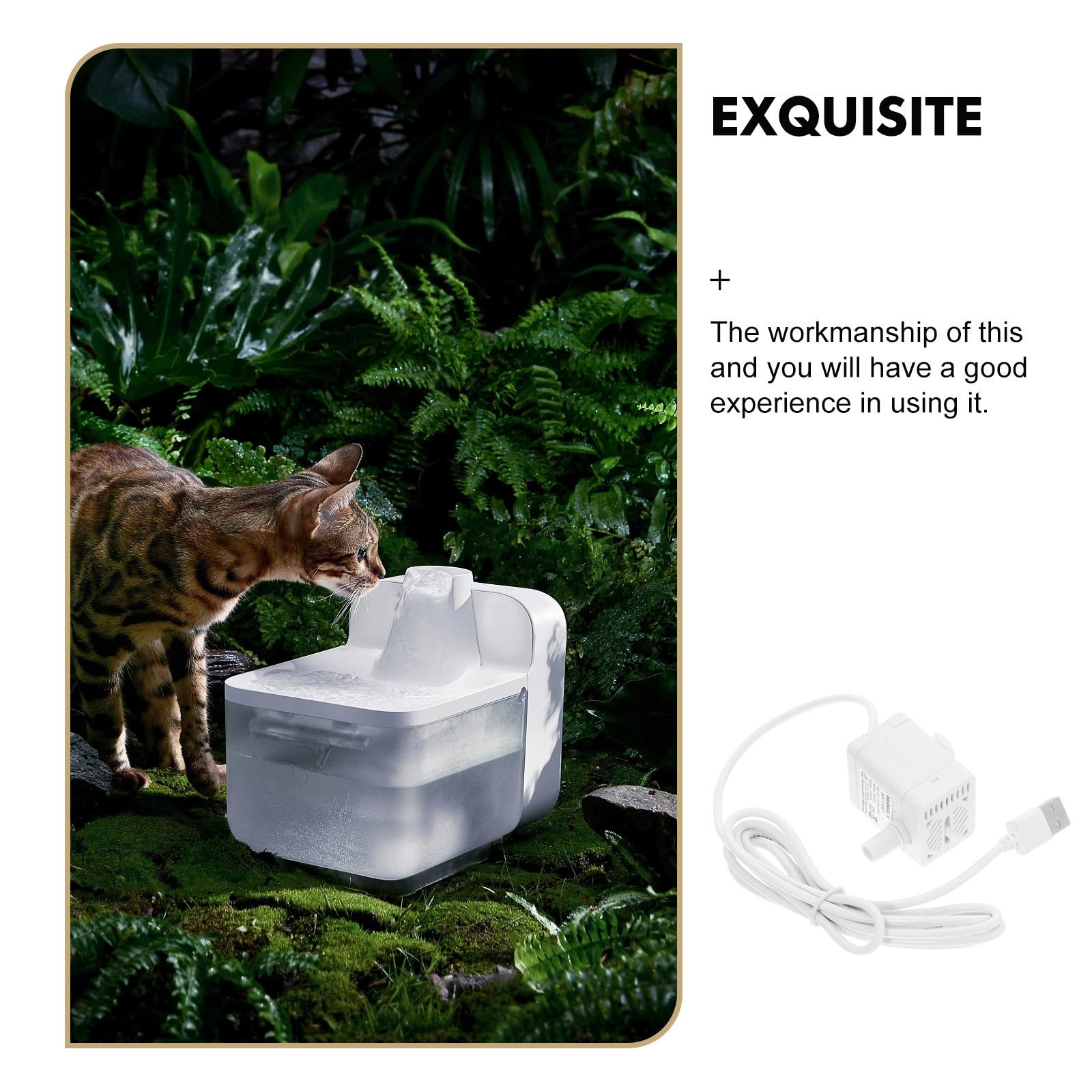 Toyvian Pompe Fontaine à Eau pour Chat USB Compacte et Silencieuse, Pompe Submersible en Abs 3w 150l/h pour Fontaines à Animaux Domestiques