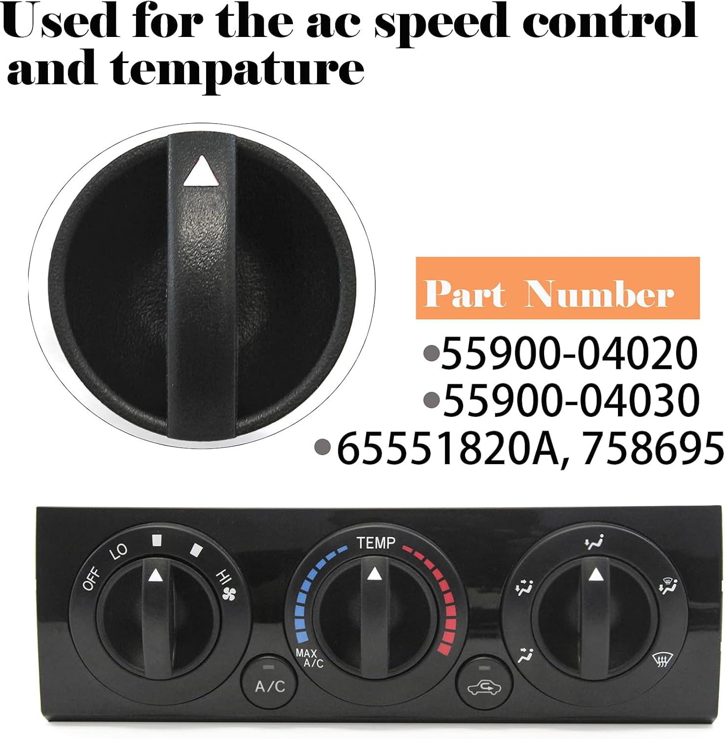 Car Control Knob Fan Heater Tacoma Heater Temperature HVAC Fan Control Knob fit for 2005-2011 T-oy-o-ta Tacoma HVAC Tacoma 65551820A 758695
