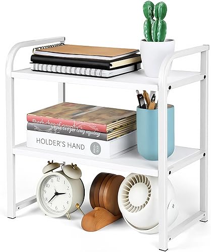 Miniatura 10 de Organizador de Estante de Escritorio Estante de Escritorio de Oficina para la Parte Superior del Escritorio Estantería de Madera y Metal Estante de