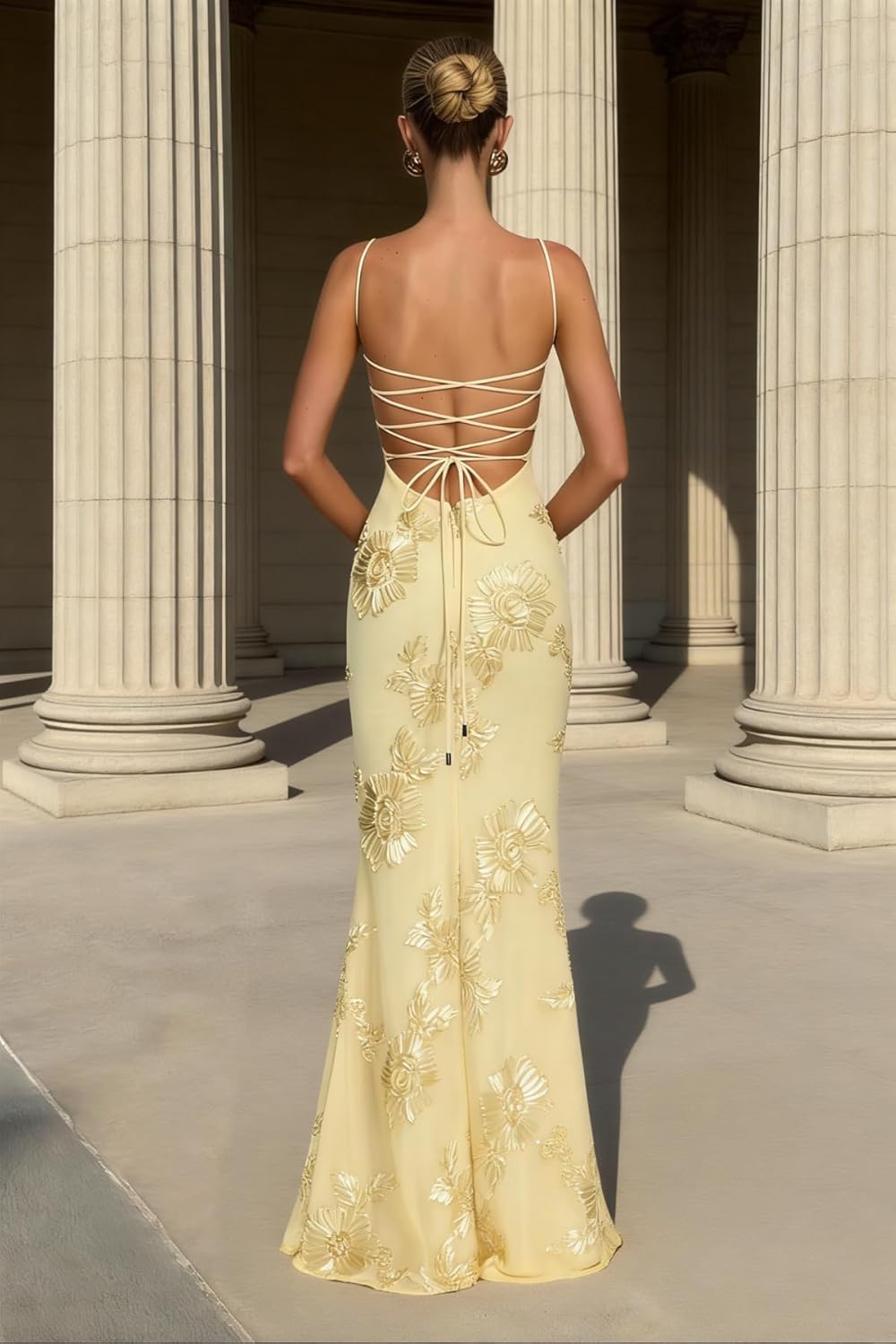 Spaghetti Straps Mermaid Prom Dress 2026 Floral Embroidery Long Corset Formal Evening Gowns