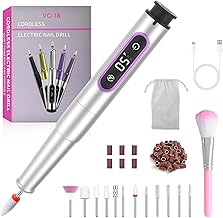 Cordless Nail Drill – 25000RPM 13-in-1 Electric Nail File with 5 Adjustable Speeds and LCD Display, 600 mAh Rechargeable Manicure Pedicure Kit for Gel & Acrylic Nails