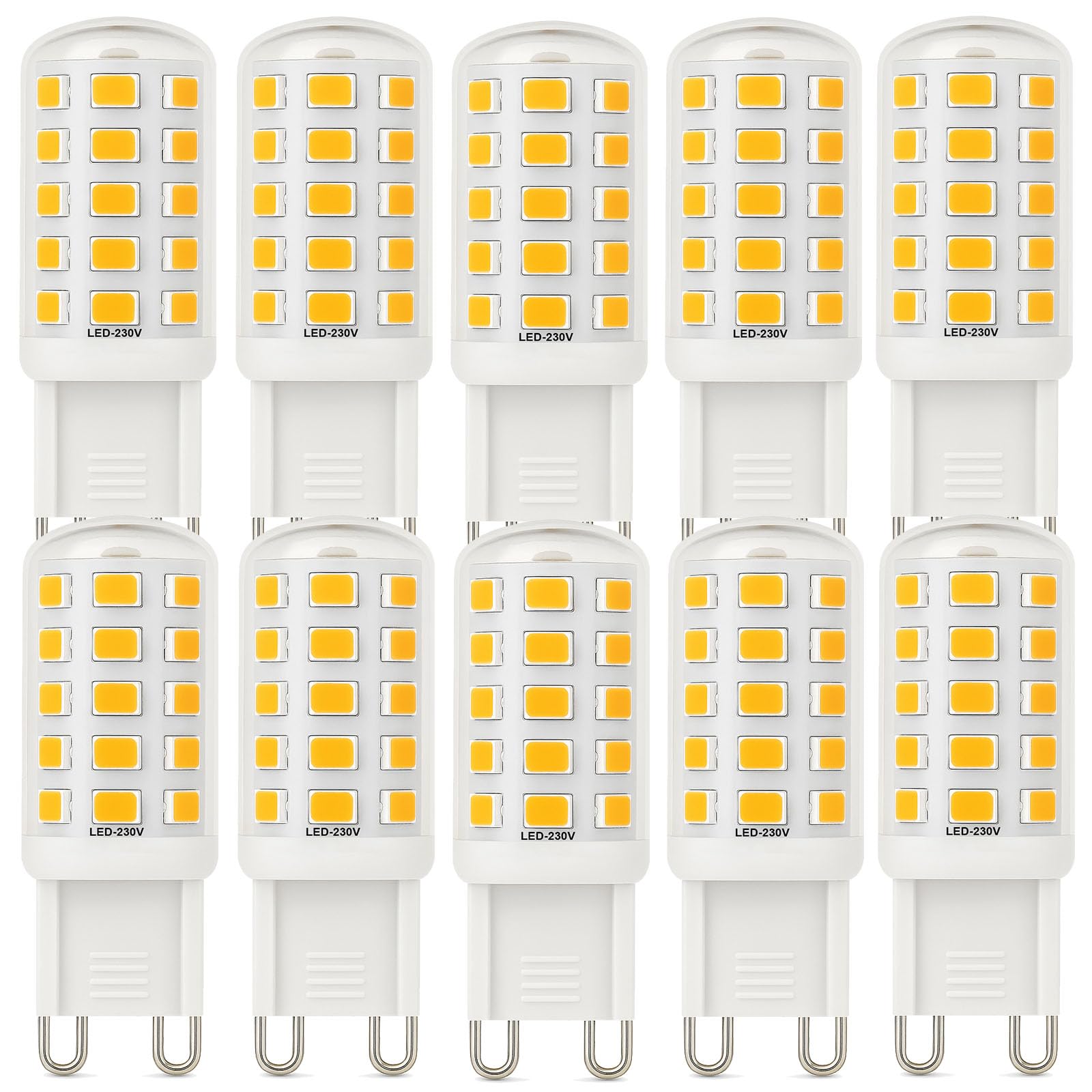 Brantoo 3W G9 LED Bulbs Warm White 2700K 580LM–Equivalent to 40W Halogen, Flicker-Free Capsule Bulbs for Home Lighting – GU9 LED Light Bulbs Non-Dimmable, 220–240V, Pack of 10