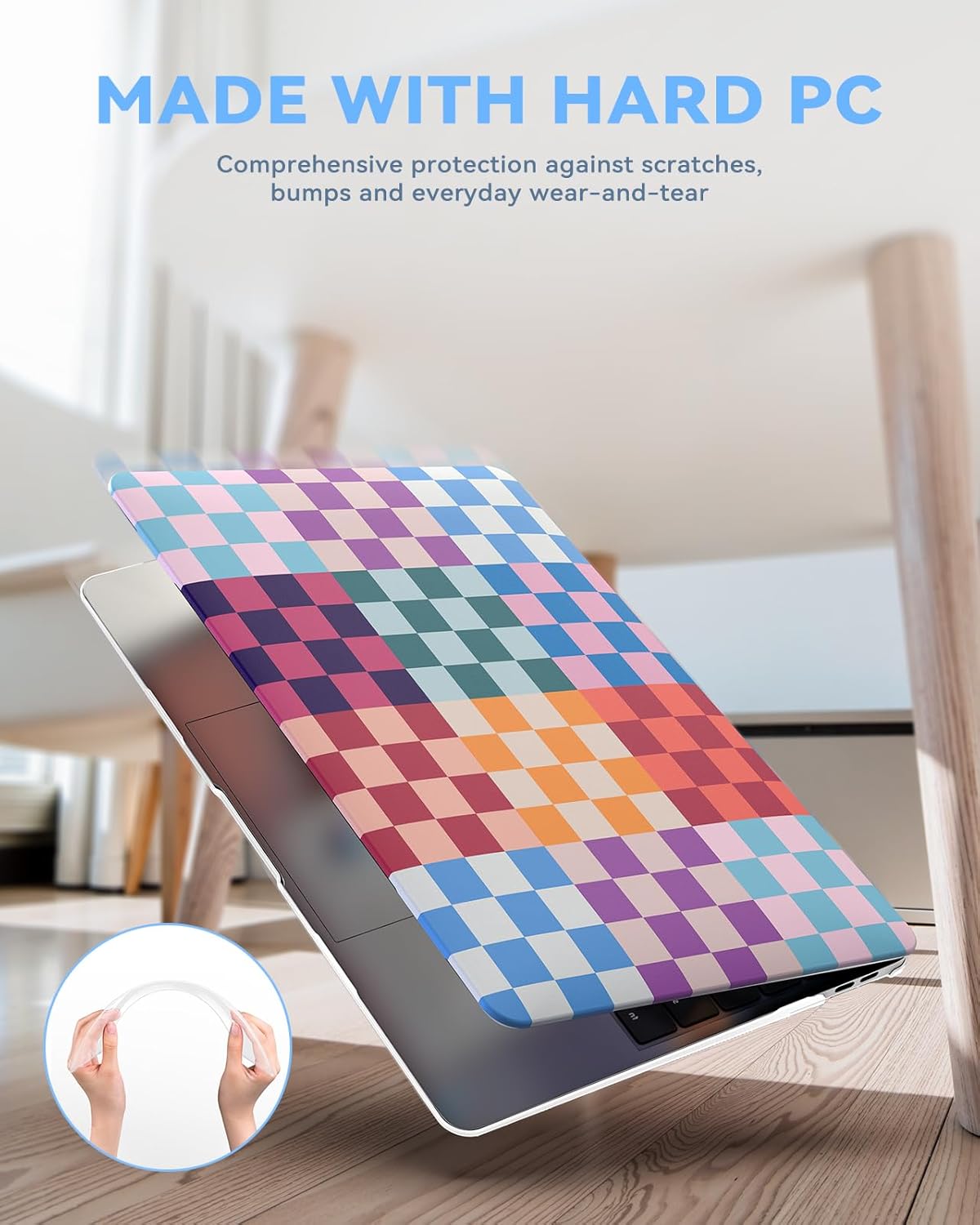 iCasso Compatible with MacBook Air 13 inch Case 2020-2018 Release M1 A2337 A2179 A1932, Colorful Checkerboard Protective Hard Shell Case +Keyboard Cover + Screen Protector-Dopamine Checkerboard - Image 6