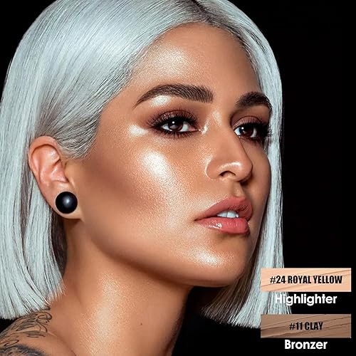 Vista 15 de FOCALLURE 2 barras de base de contorno, resaltador y bolígrafo bronceador, lápiz iluminador y sombra, maquillaje de larga duración, barra de recorte