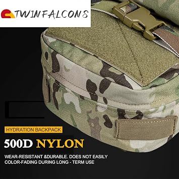 Tactical MOLLE Hydration Pack for 2L Hydration Water Bladder 500D Lightweight Nylon Hydration Pack for Hiking Running Biking and Climbing