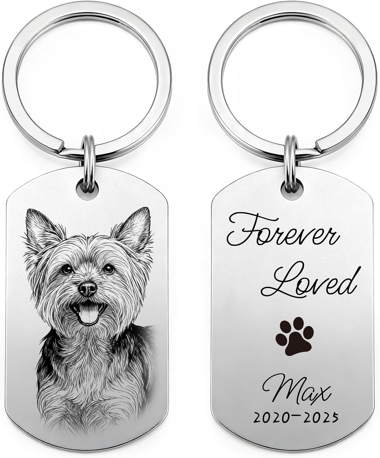 Custom Dog Keychain with Photo & Name Memorial Gifts for Pet Lovers