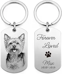 Custom Dog Keychain with Photo & Name Memorial Gifts for Pet Lovers