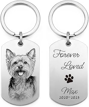 Custom Dog Keychain with Photo & Name Memorial Gifts for Pet Lovers
