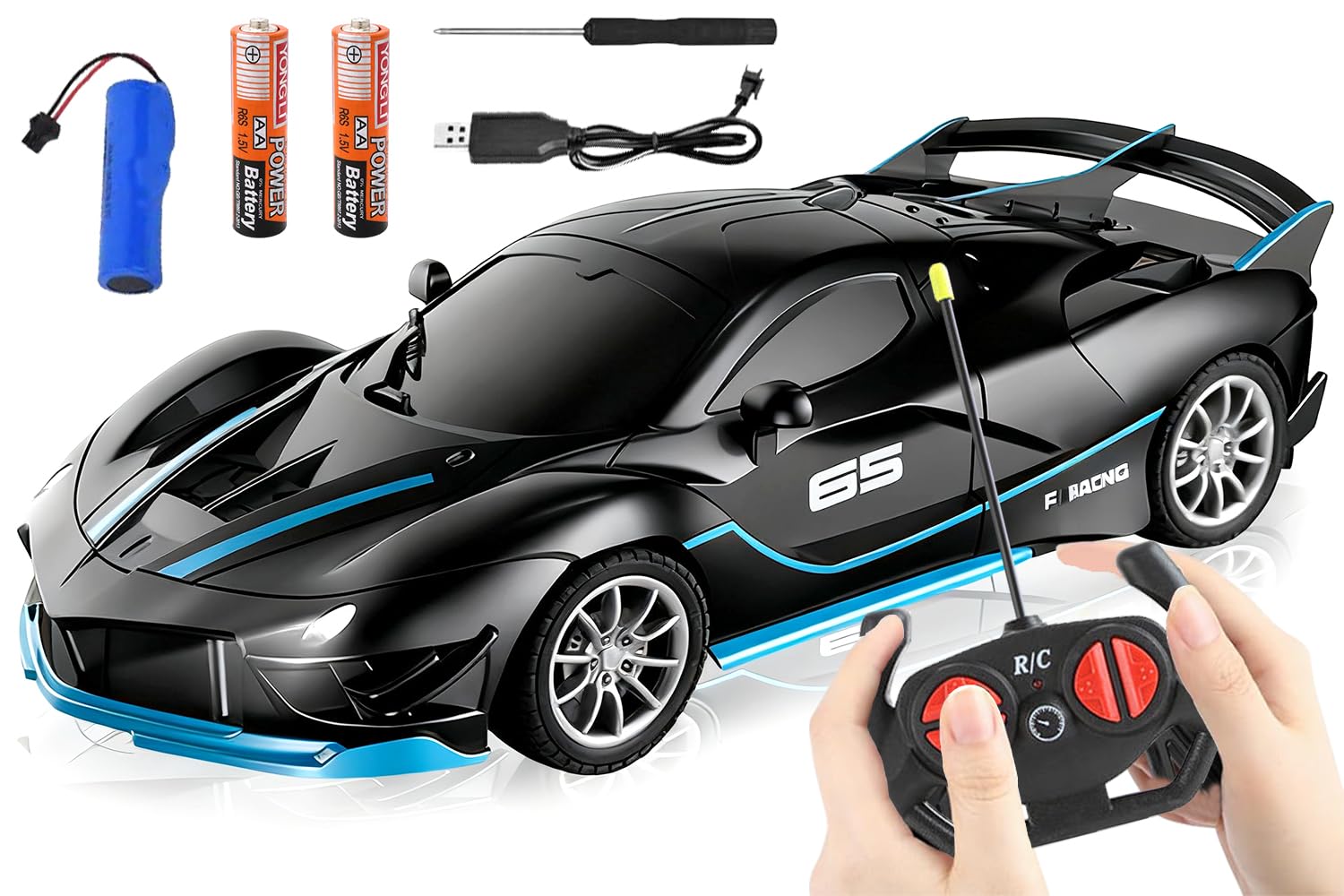 HATFRYF Remote Control Drift Cars, Black Remote Control Vehicle, Cool RC Drift Race Cars, Kids RC Drift Car