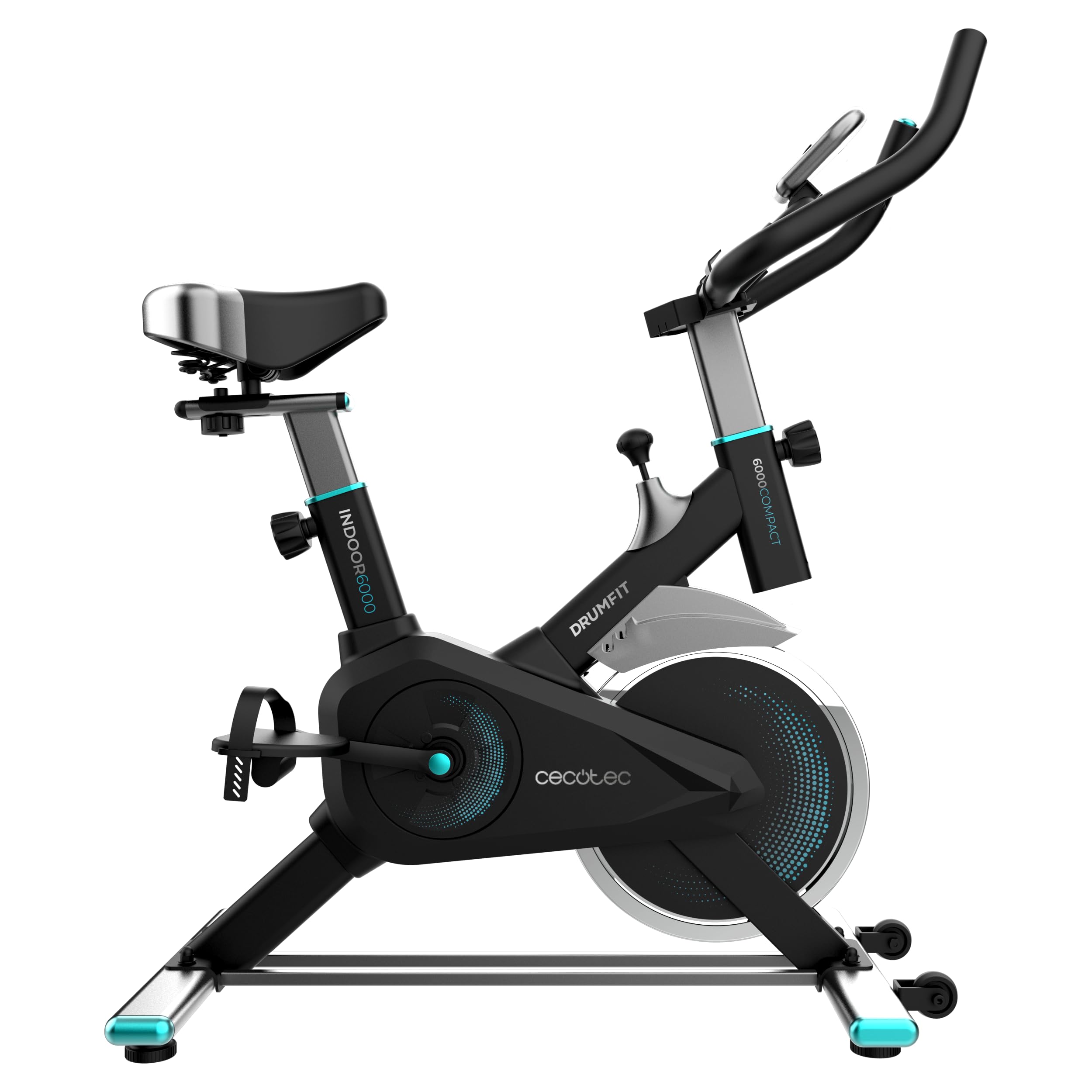 Cecotec Indoor DrumFit Indoor Rower stacjonarny, koło zamachowe 6-13 kg, rezystancja ręczna, monitor LCD, pulsometr, uchwyt na urządzenie, butelka, uchwyt na butelki i podnóżki