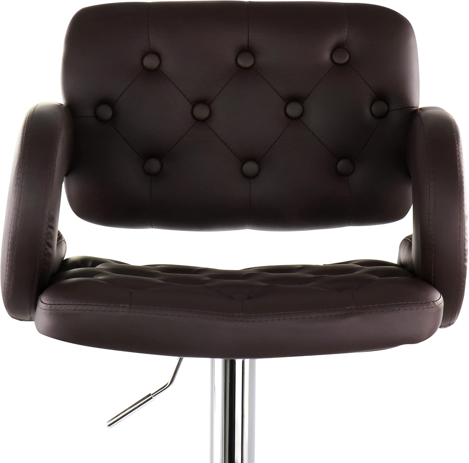 Elama Faux Leather Tufted Bar Stool in Brown with Chrome Base and Adjustable Height, (ELM02-749BRN)
