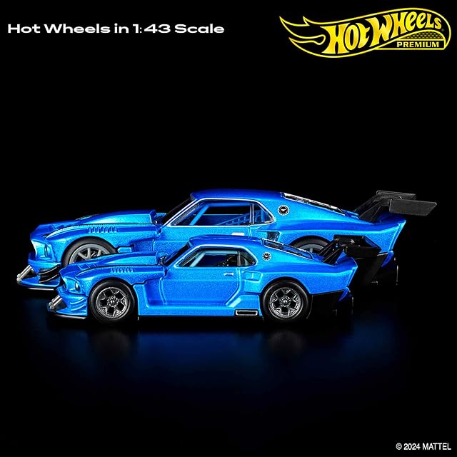 Foto 4 de 6 de Hot Wheels Premium Ford Mustang, Coche de Juguete Azul a Escala 1:43 con neumáticos Real Riders y carrocería…