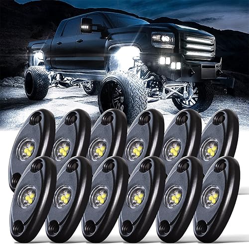 Miniatura 10 de LEDMIRCY R1 - Luces LED blancas de roca 40 piezas para Je-ep Off Road Truck ATV SUV RZR Trail Rig Lights LED blanco puro bajo luces luces de alta