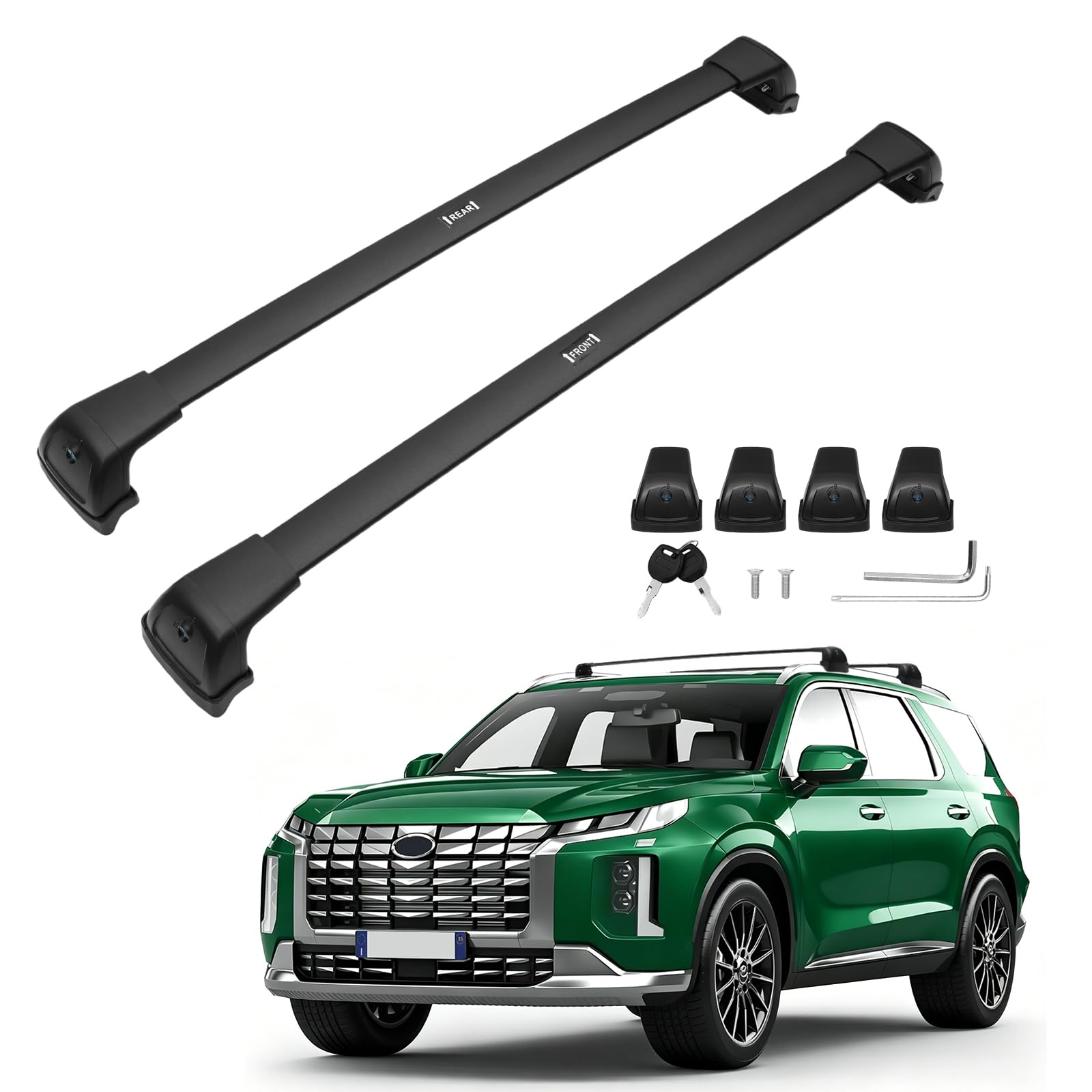 Powerty 268LBS Roof Rack Cross Bars for 2019-2025 Hyundai Palisade SE/SEL/XRT/Limited/Calligraphy with Fulsh Side Rails, Lockable Aluminum Roof Crossbars Rooftop Luggage Racks for Palisade Accessories