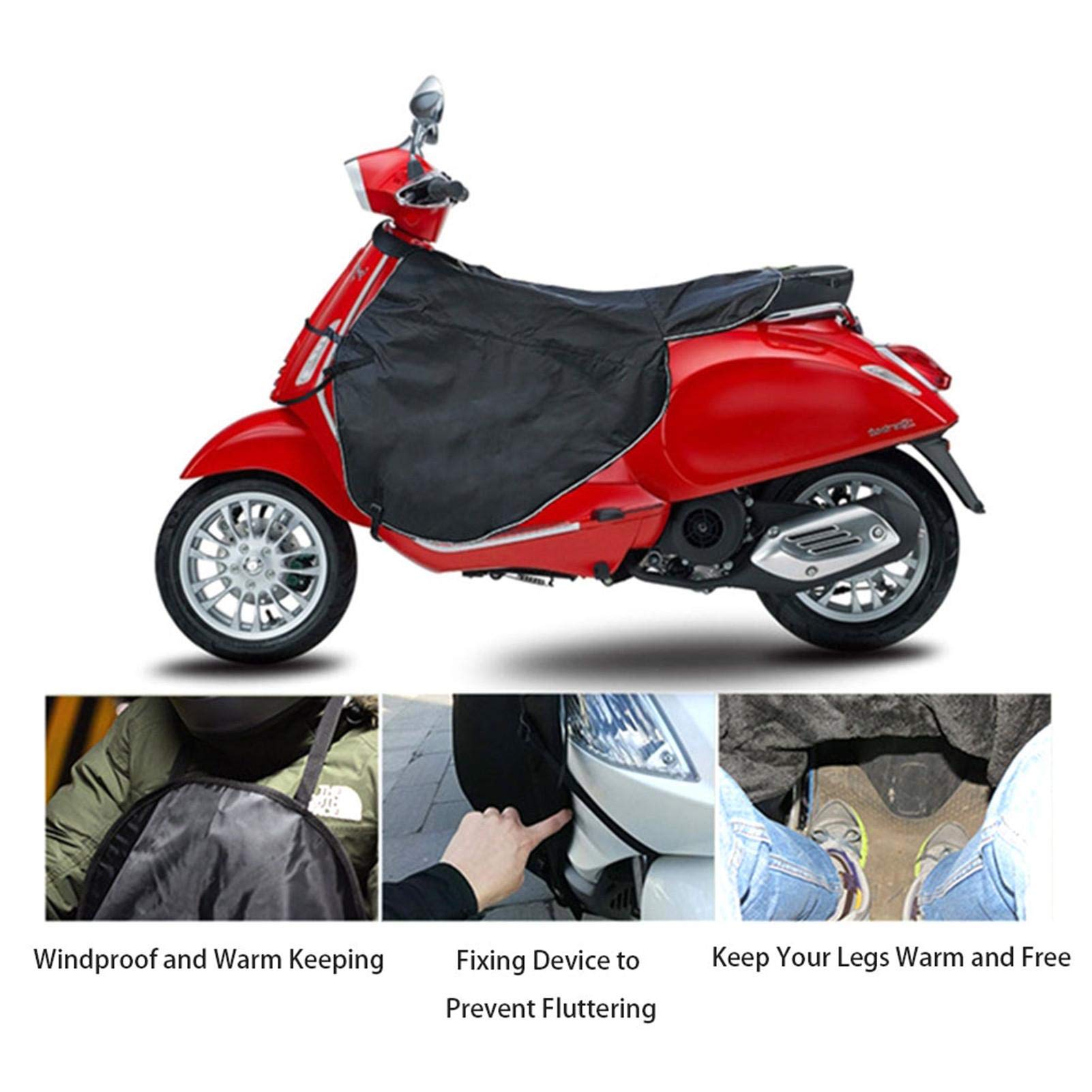WEGOO Couverture de tablier recouvrement jambe, manchons guidon moto coupe-vent chaude universelle, jambe Protecteur chaud scooter, imperméable, Le Noir