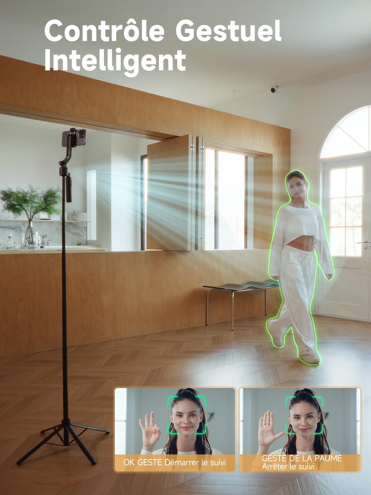 Trepied Suivi Automatique, Rollei Stabilisateur & Perche Selfie Smartphone