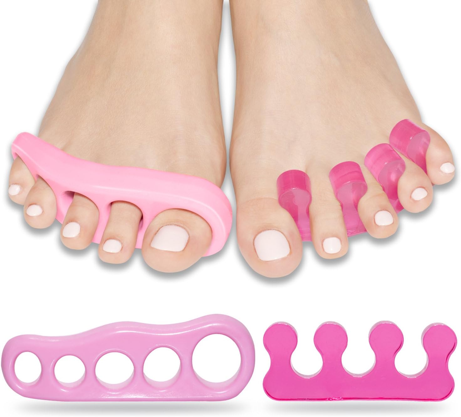 Toe Separators - Gel Stretchers Spreader & Separator Correct Straightener Alignment Spacers Toes for Pedicure Yoga Practice Bunions Foot Pain - Walking for Men & Women Hammer Toes