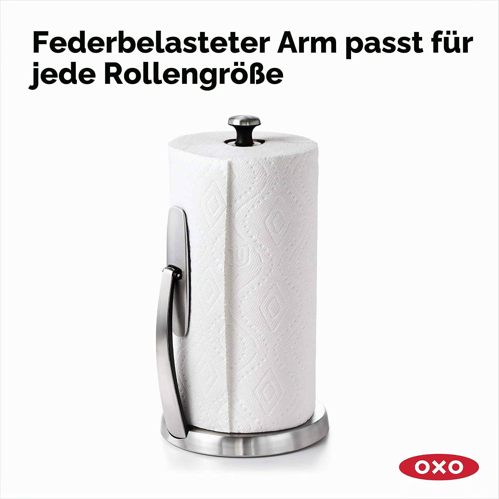 OXO Good Grips SimplyTear Standing Paper Towel Holder, Brushed Stainless Steel