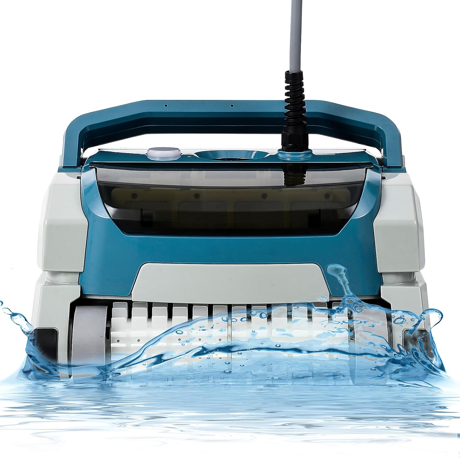 automatic robotic pool vacuum cleaner cordless, 3h fast charging, top loading easy clean basket& smart navigation, wall climbing scrubber brush, ideal for above/in-ground pools