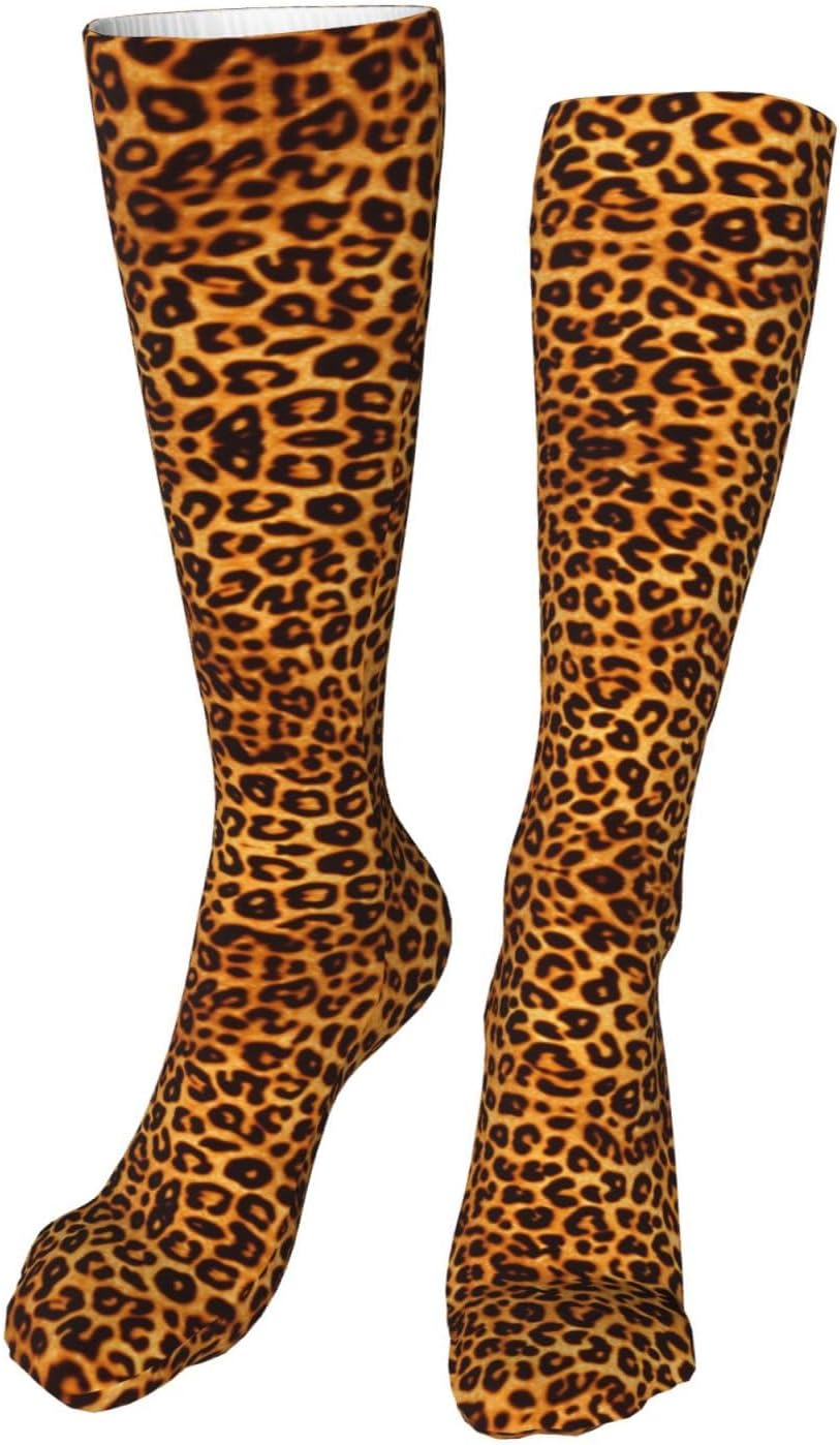 Animal Leopard Print Kids Cozy Knee High Tube Compression Socks Novelty Athletic Long Crew Socks for Child Girls Boys 19.8in