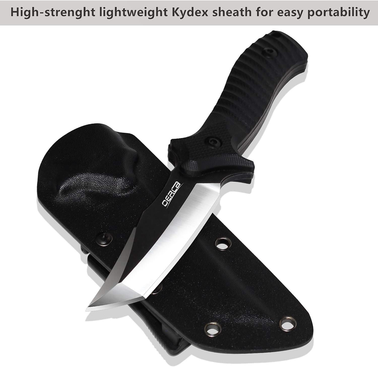 Oerla TAC OLK-H36AS | The Outdoor Fixed Blade Camping Hunting Field knife | GBT-9Cr18Mo Stainless Steel | Black G10 Handle | EDC Kydex Sheath with Scout and Vertical Adjustable Clip : Sports & Outdoors