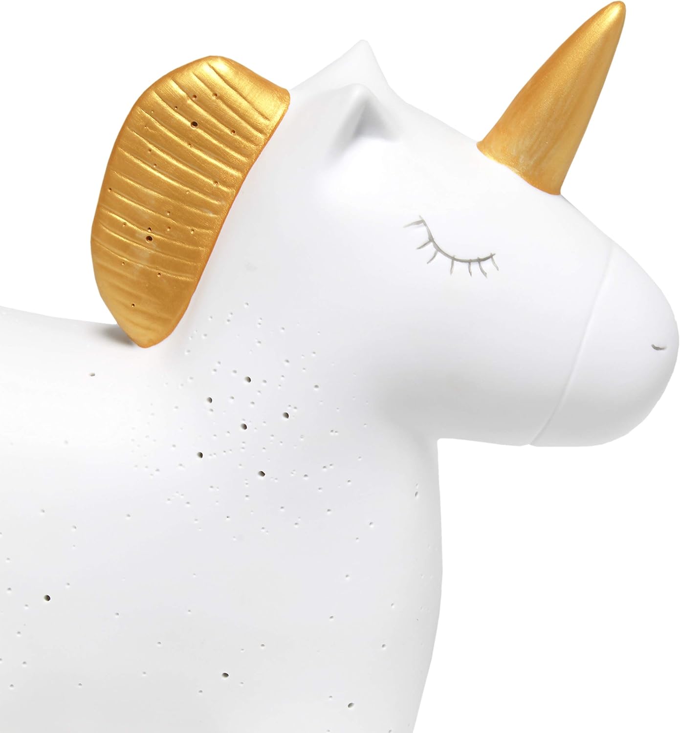 Simple Designs LT3339-WHT Gold and White Porcelain Fun Shaped Night Light Table Lamp, Unicorn