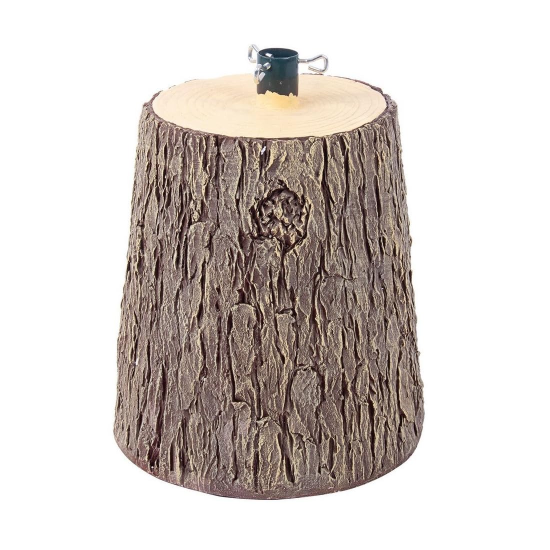 Base decorativa a forma di tronco d’albero 32 x 26 x H30 cm circa, ideale per sostenere e rifinire alberi di Natale artificiali,effetto legno realistico e innesto metallico con viti di fissaggio