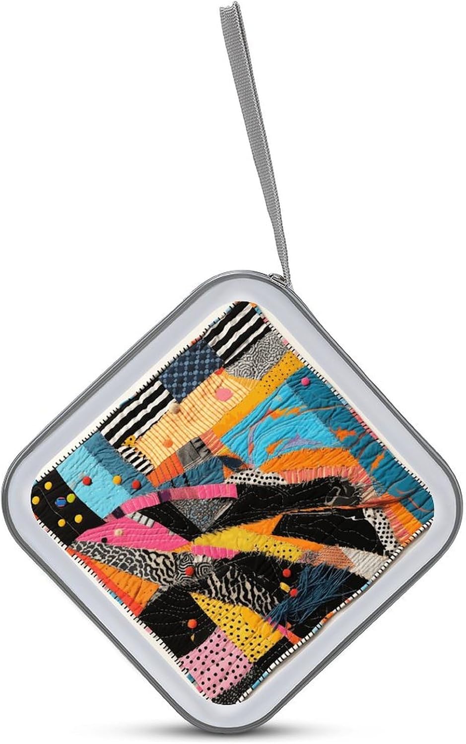 A Colorful Quilt CD Case Holder Hard Plastic DVD Disc Storage Case Holder DVDs Wallet Holders with Zipper Disc Cases Storage Binder CD/DVD Case Wallet for Car Home Office Travel image 3