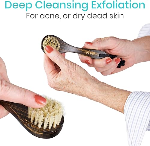 Miniatura 3 de Vive Juego de cepillos secos para drenaje linfático (3 piezas) Limpiador de cepillado para exfoliación, celulitis corporal y masaje de piel Cerdas