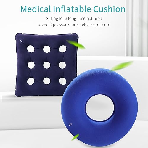 Miniatura 5 de Cojines de asiento inflables para aliviar la presión, cojín de aire para silla de ruedas para úlceras de cama, cómodos cojines inflables