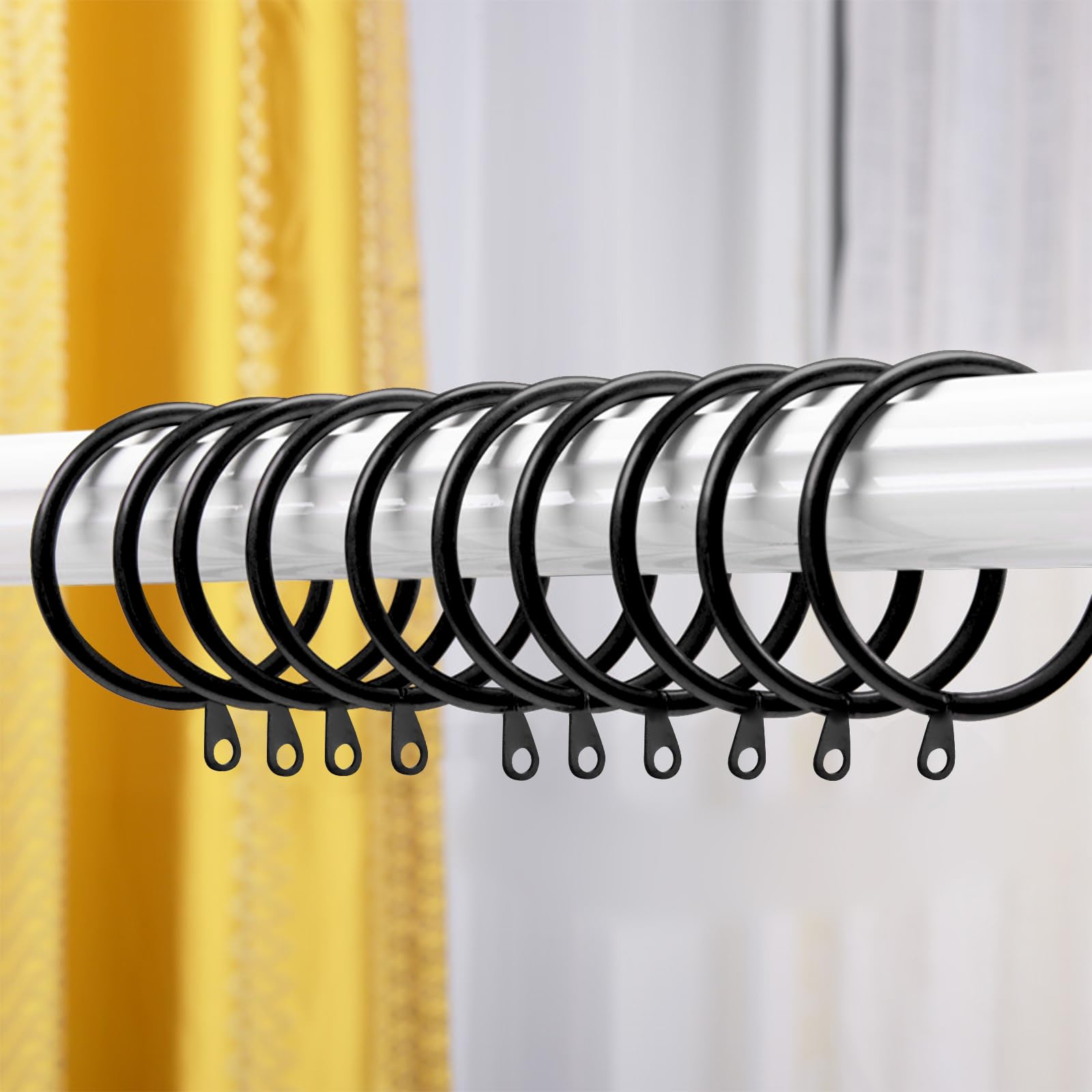 40 Anelli Per Tende In Metallo Nero Con Diametro 4,5 Cm Per Bastoni Tenda - 2