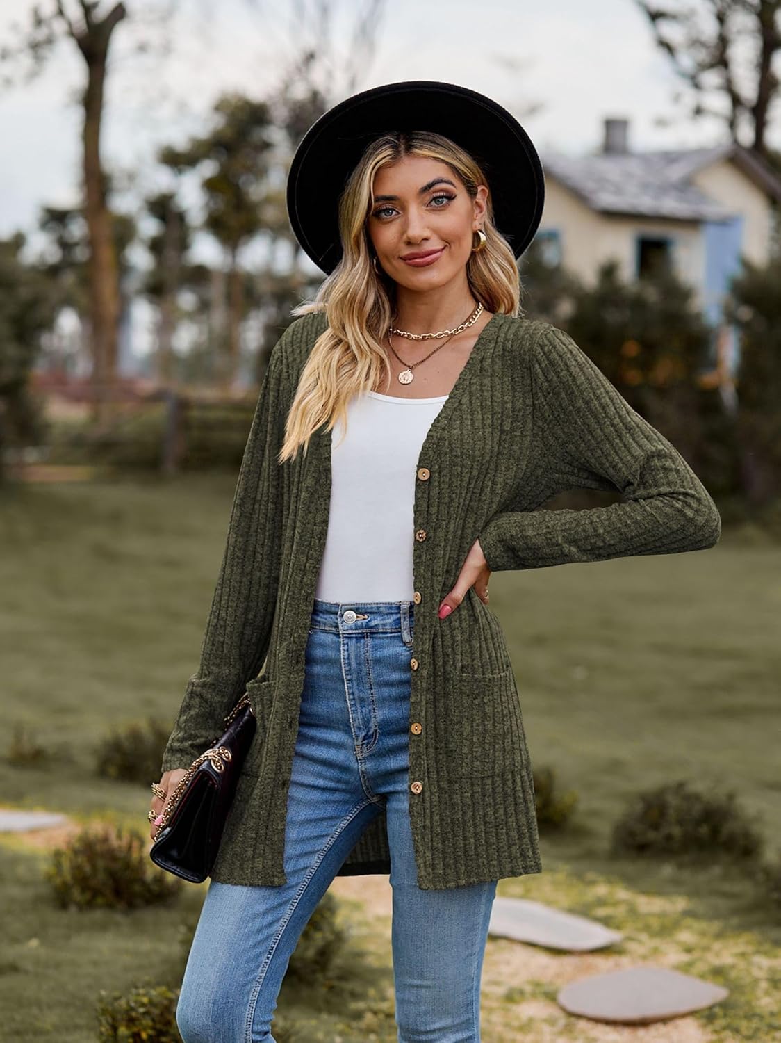 Women’s 2025 Fall Fashion Cardigan Lightweight Soft Knit Cardigan for Women Long Sleeve Open Front Coat with Pockets - Image 3