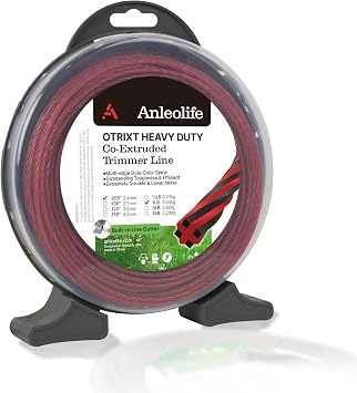 Anleolife .095" Octa-Twist Weed Eater String, Heavy Duty, 308ft 1 lb Donut | Universal-Fit .095 Replacement Trimmer Line with OTRIXT Co-Extruded Dual-Color Spiral for Tall Grass and Fence Lines