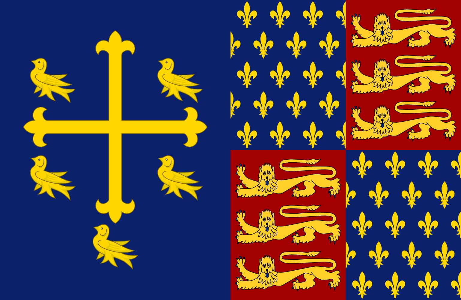 Drapeau Royal Standard of England 1395–1399 finitions premium héraldiques