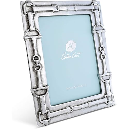 Arthur Court Aluminum Equestrian Bit Pattern Photo Frame, 5x7 inches - Elegant Metal Picture Frame with Western Design, Perfect for Cowgirl, Cowboy, Polo Rider, or Ranch Country Home Decoration