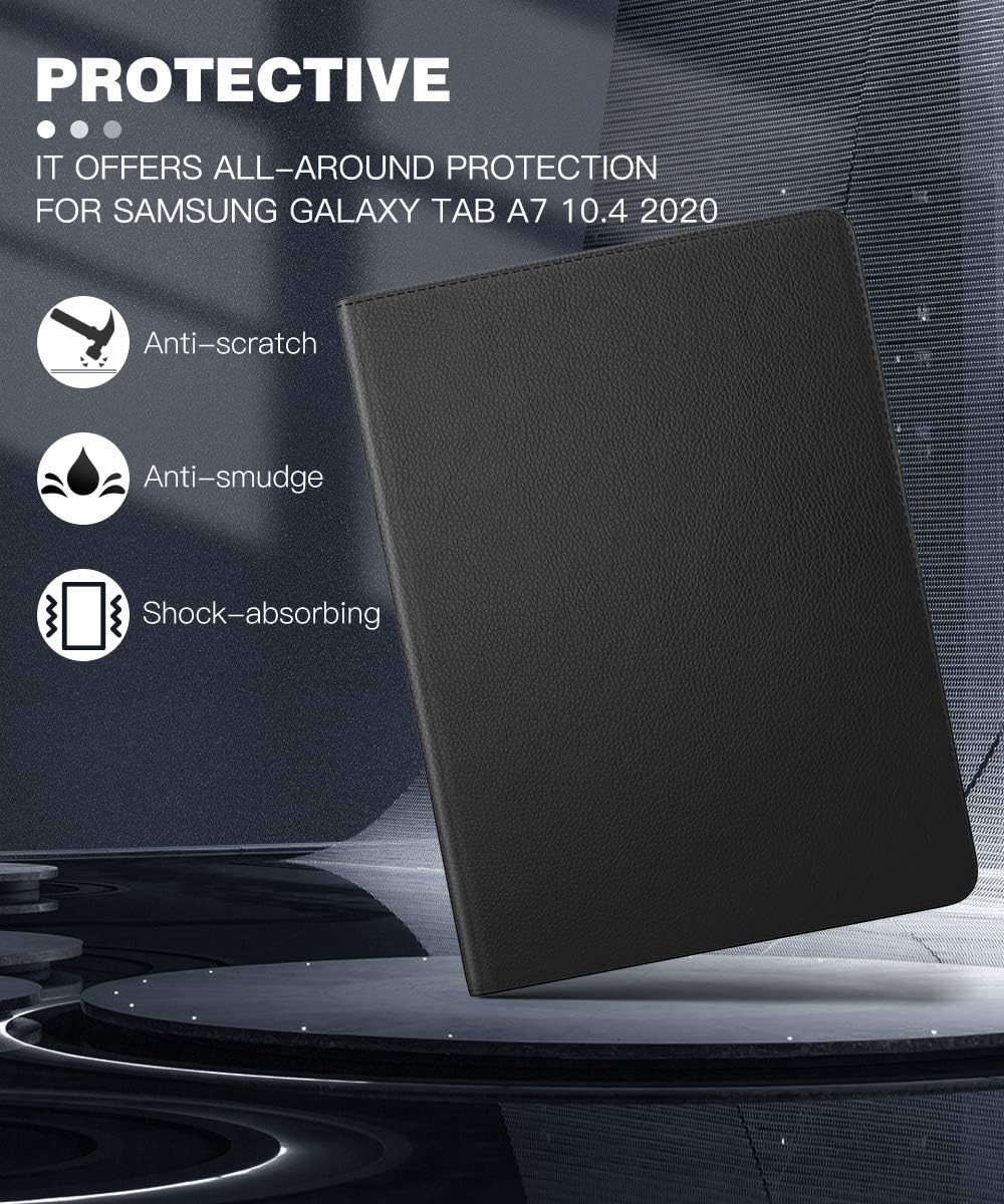 Dadanism Case for Samsung Tab A7 10.4 Inch (SM-T500 / T505 / T507), 90 Degree Rotating Swivel Stand Cover for 10.4 Inch Samsung Galaxy Tab A7 Tablet 2020 - Black