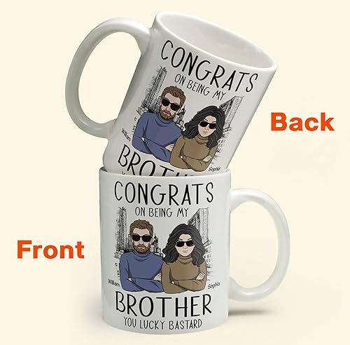 Miniatura 3 de Taza de cerámica con texto en inglés "Congrats On Being My Brother" (Congrats On Being My Brother You Lucky Bastard), regalo de Navidad, regalo de
