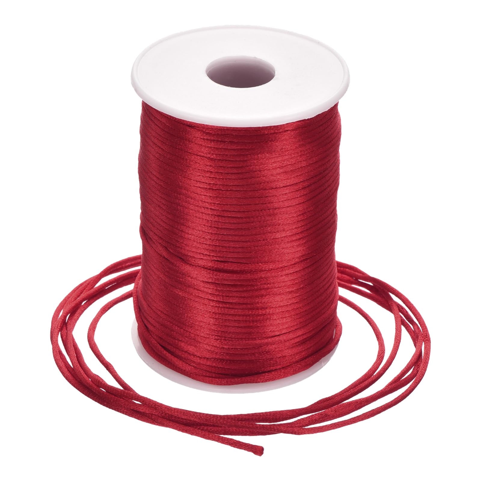 Rebower Nylon Satin Cord 2.5mm, 100m Nylon String for Bracelet Braided Thread [for Jewelry Making Necklace Chinese Knot Craft] - Wine Red