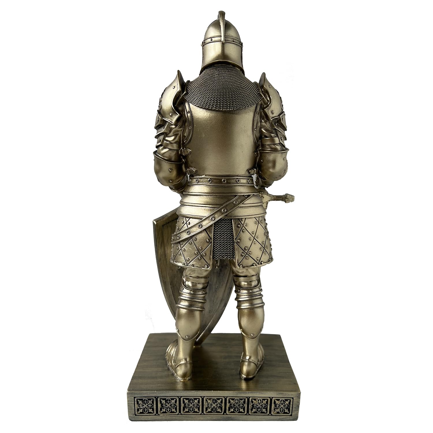 King's Guard Akcesoria na biurko Statua Rycerz Ornament z Tarczą Brąz | Średniowieczny rycerz przycisk do papieru do biura i domu kolekcja na prezent 30 cm nadaje się do biura, gabinetu i salonu
