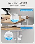 TROND Desk Clamp Power Bar Surge Protector with 3 USB Ports, Power Strip Charging Station with 5 Outlets, 6ft Slim Flat Plug Extension Cord Indoor, Fit 1.97" Tabletop Edge for Home Office Dorm, White
