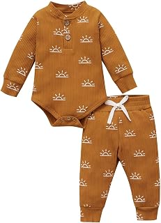 Baby Boys Girls Clothes Set Newborn Print Outfits Long Sleeve Romper Bodysuit Infant Pants Top Sets Pajamas 2Pcs