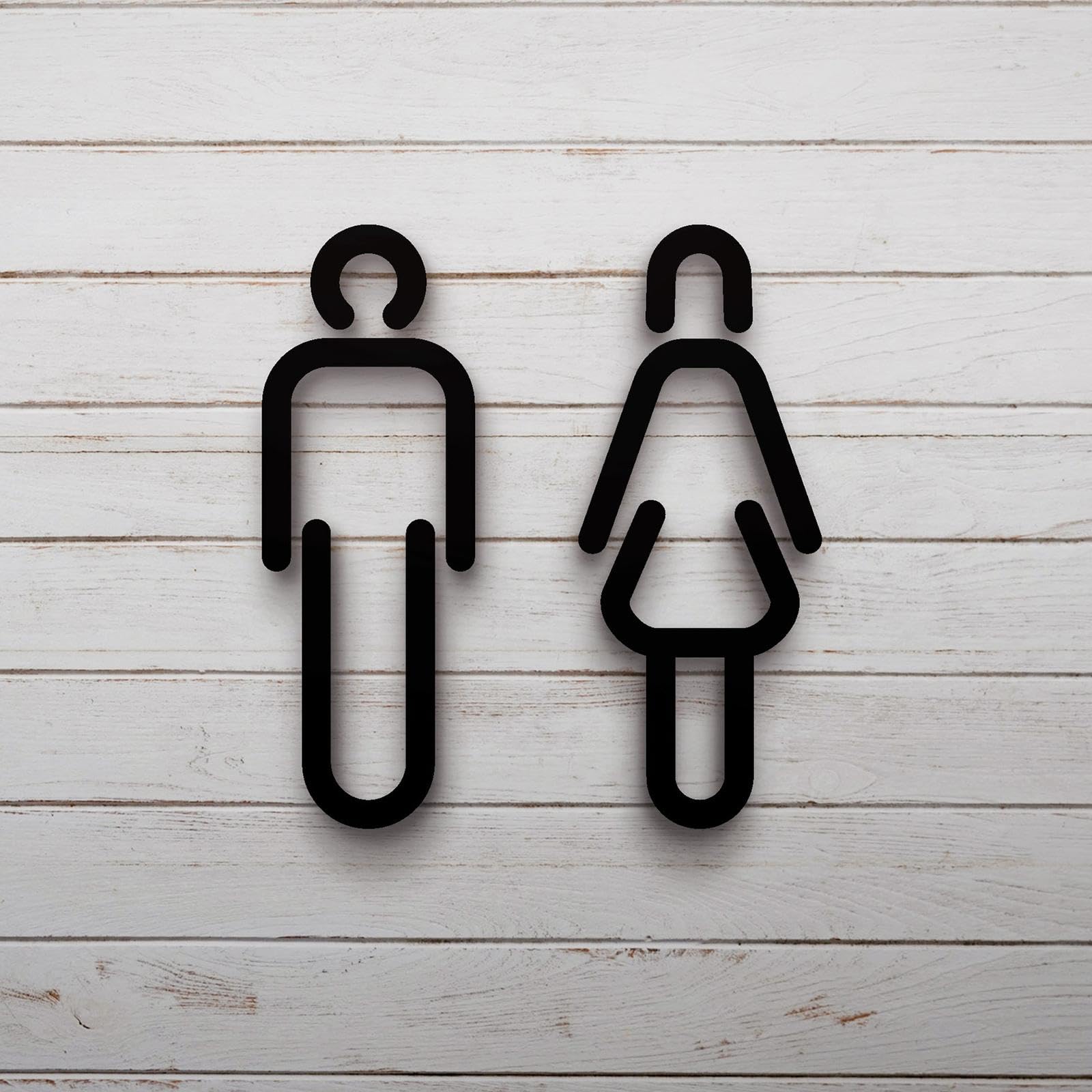 F Fityle Maschio Femmina Toilette Segno WC Adesivi 3D Luogo Pubblico Bagno Segno Decalcomanie Toilette Segnaletica Bordo Toilette Porta Segno per Bar Centro, Un nero