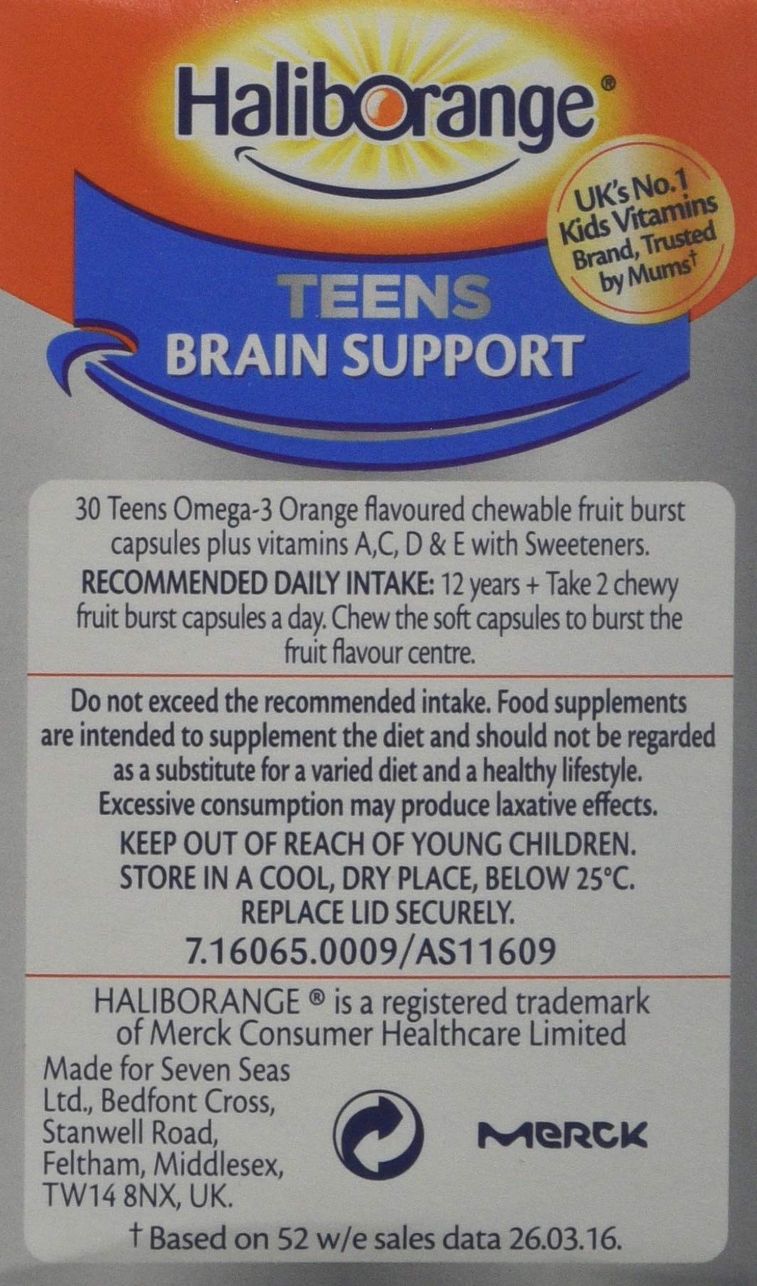 Haliborange Teens Omega3 DHA Brain Support Orange Chewable Capsules 30