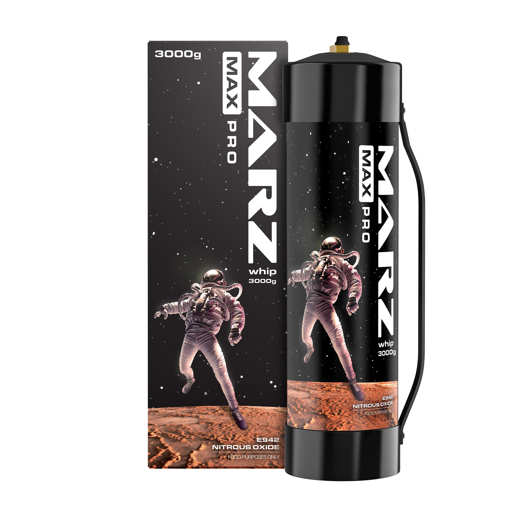 Marz Max Pro Premium Whipped Cream Charger 3000g 4.5L - Food Grade Nitrous Oxide Tank Pure Flavored N2O Chargers - For Any Standard Whipping Cream Dispenser (1, 3000g 4.5L)