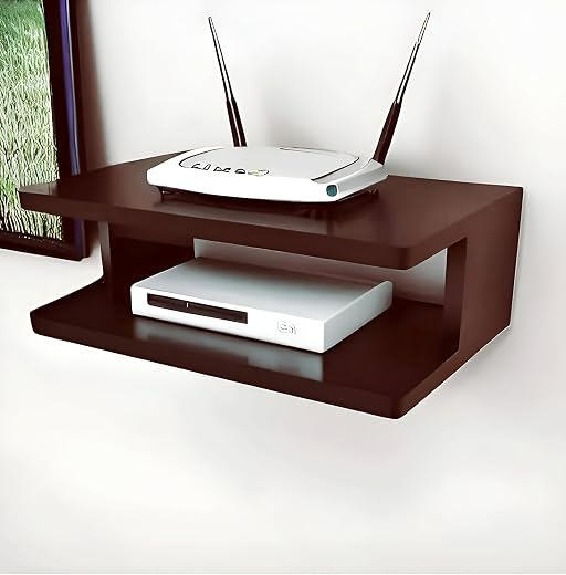 Dime Store Engineered Wood Set Top Box Stand TV Stand WiFi Router Rack Wall Shelf for Living Room Stylish Hanging Rack Org...