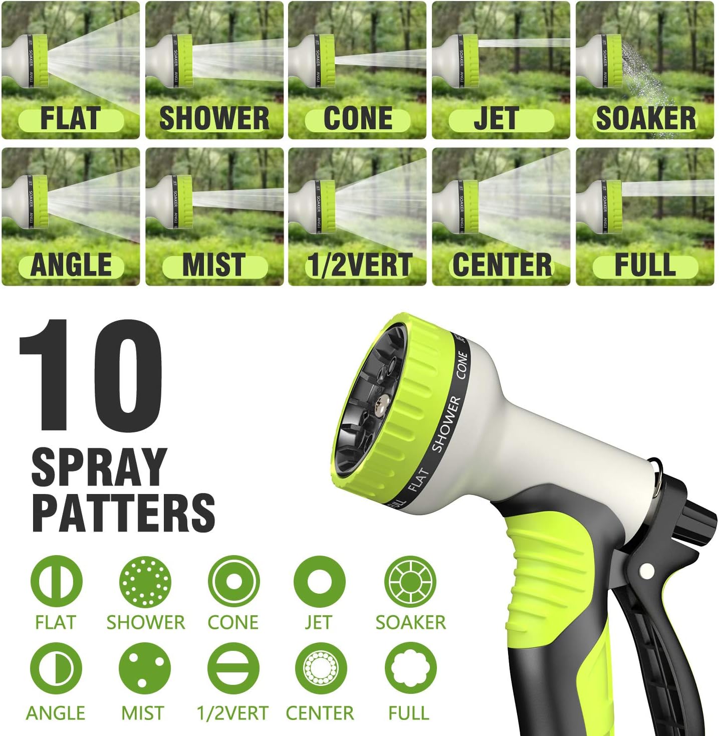 Expandable Garden Hose 50 ft - GarHose Retractable Water Hose with 10 Function Spray Nozzle, 3/4" Solid Brass On-off Valve and Durable 5 Layer Latex Core, Easy Storage Kink-Proof Flexible Hose : Patio, Lawn & Garden