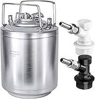 Vista 1 de TMCRAFT 2.6 Gallon Mini Ball Lock Keg, Stainless Steel Double Ball Lock Post Corny Keg with Quick Disconnect Set for Home-brewing(10L)