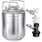 TMCRAFT 2.6 Gallon Mini Ball Lock Keg, Stainless Steel Double Ball Lock Post Corny Keg with Quick Disconnect Set for Home-brewing(10L)