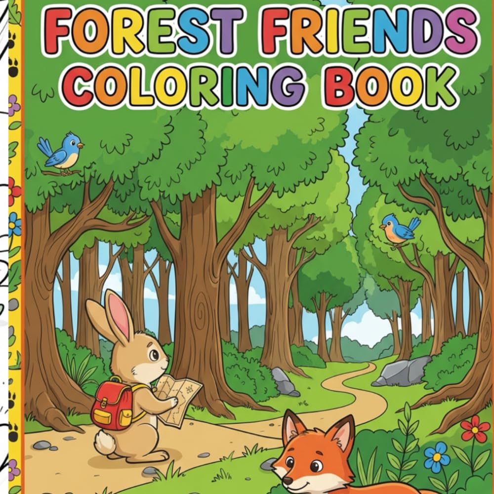 Forest Friends Coloring Book: A Simple and Easy Coloring Book For Kids with Animals.