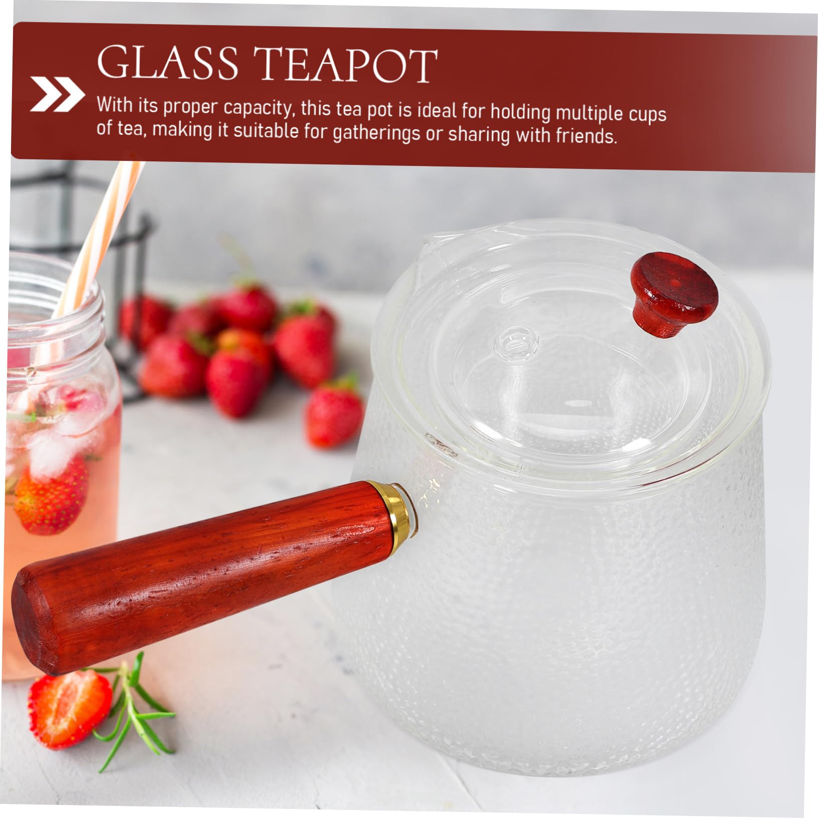 MAGICLULU Glas-teekanne mit Holzgriff Durchsichtige Teekanne aus Glas Teekessel mit Deckel Kleine Teekanne für Losen Tee Kanne zum Aufbrühen von Tee und Kaffee